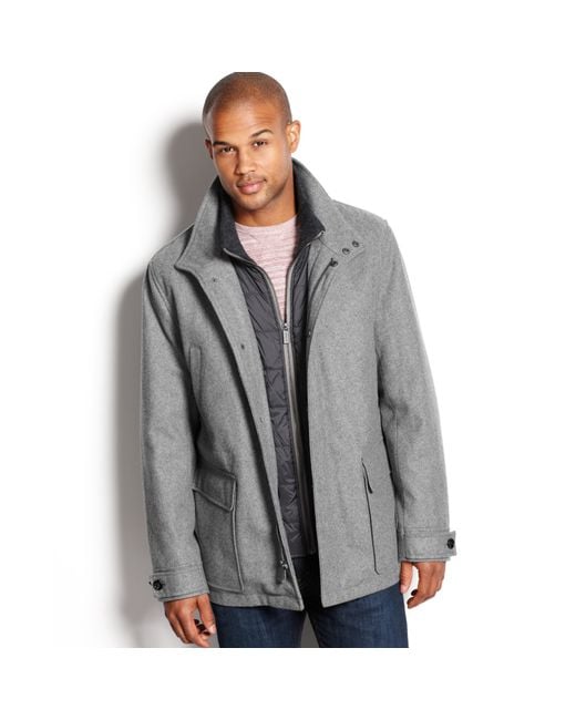 Michael Kors Gray Burleigh Bib Insert Wool Blend Car Coat for men