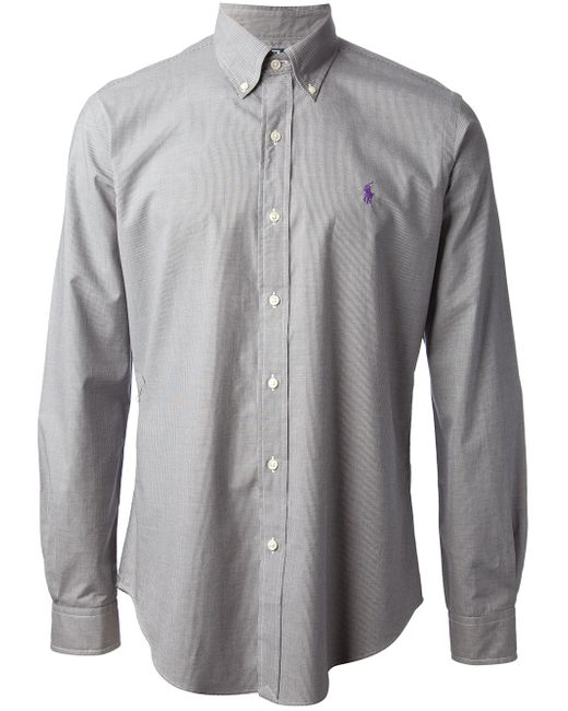 Polo Ralph Lauren Gray Microcheck Button Down Shirt for men