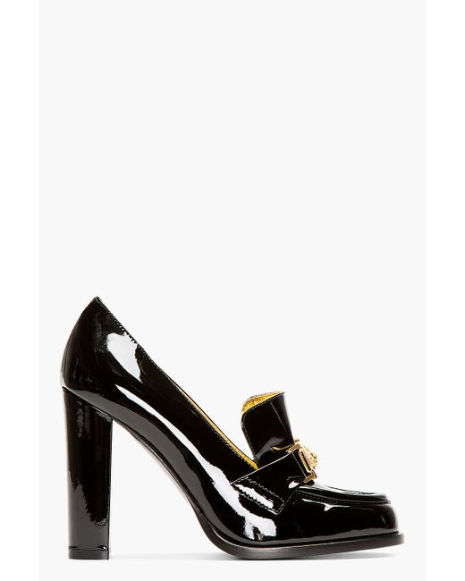 black high heel loafers