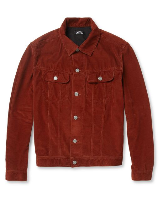 A.P.C. Red Slimfit Corduroy Jacket for men