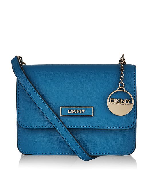DKNY Blue Saffiano Mini Crossbody Bag