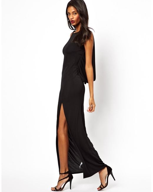 ASOS Black Double Drape Back Maxi