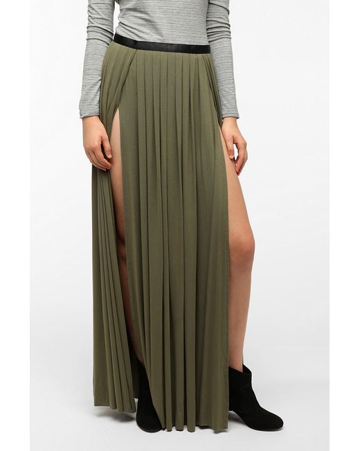 Urban Outfitters Green Ecote Double Slit Maxi Skirt