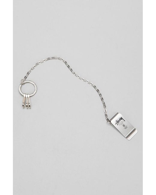 Urban Outfitters Metallic Stussy Money Clip Keychain for men