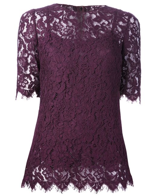 Dolce & Gabbana Purple Lace Blouse