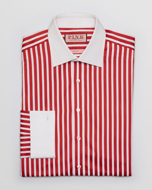 Thomas Pink Gladwin Stripe Dress Shirt Contemporary Fit in Red for Men |  Lyst