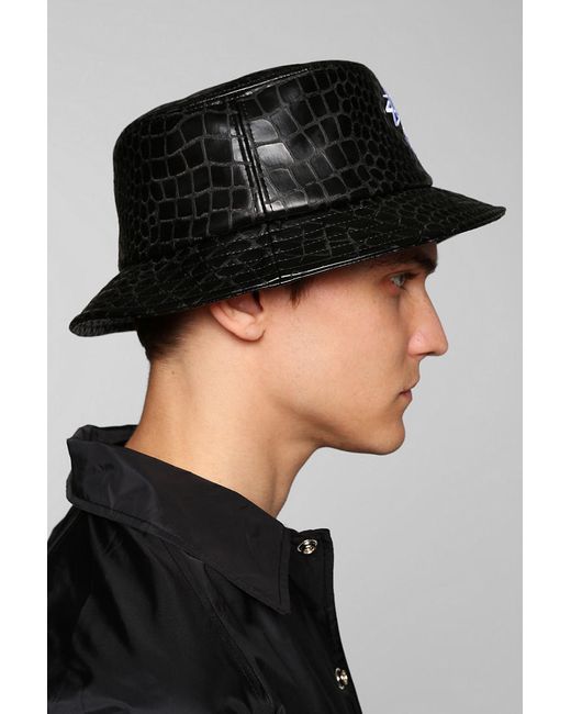 Stussy Crocodile-Effect Faux-Leather Hat in Black for Men | Lyst
