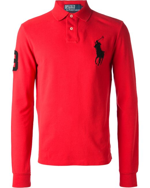 Polo Ralph Lauren Long Sleeve Polo Shirt in Red for Men | Lyst UK