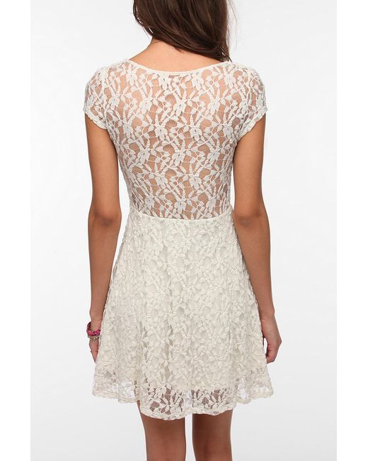 Urban Outfitters White Kimchi Blue Knit Lace Sheerback Dress