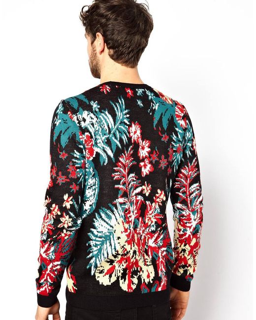 ASOS Floral Jumper in Black for Men | Lyst