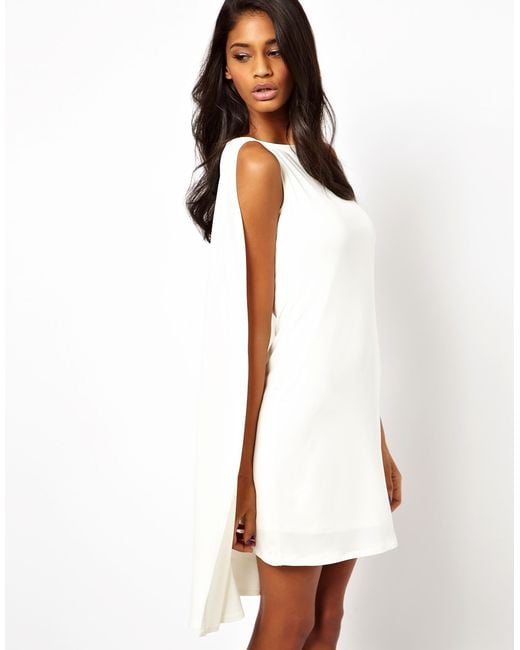 ASOS Cape Dress in Cream (White) | Lyst