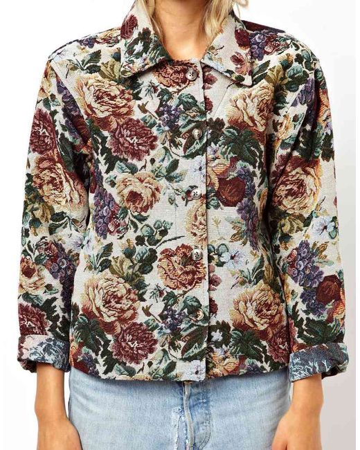Just Female Multicolor Asos Reclaimed Vintage Jacket in Tapestry Floral