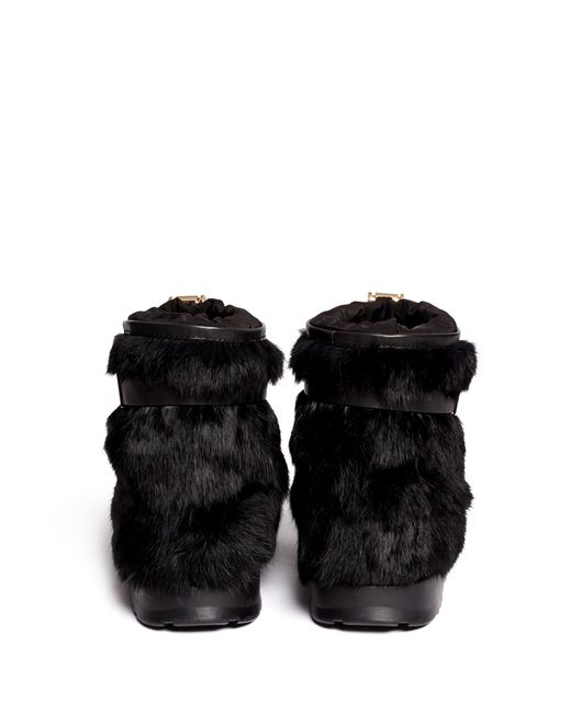 Tory Burch Morgan Rabbit Fur Boots in Black | Lyst
