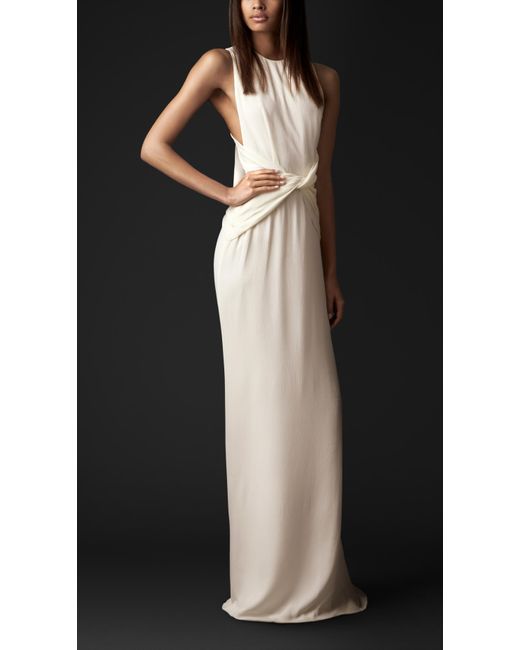 Burberry White Bow Back Silk Gown