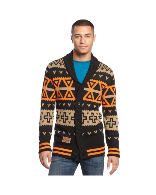 LRG Black Big & Tall Alpine Shawl Collar Cardigan Sweater for men
