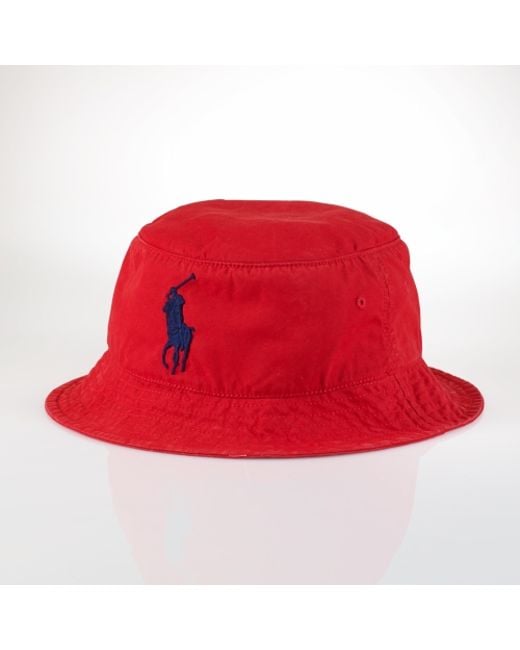 Polo Ralph Lauren Beachside Bucket Hat in Red for Men | Lyst