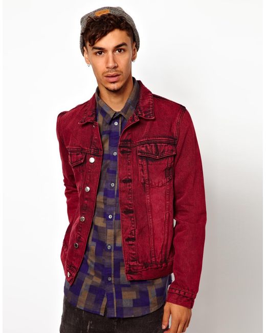 Cheap Monday Red Denim Jacket for men