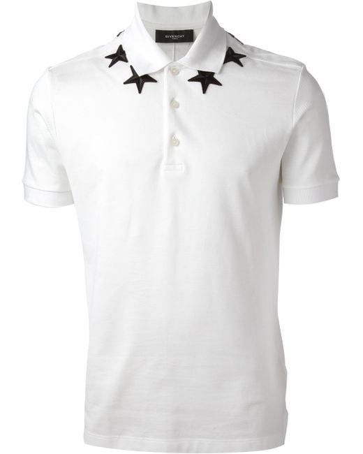 Givenchy White Star Print Polo Shirt for men