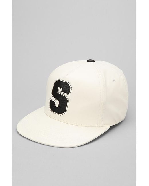 Urban Outfitters White Stussy Big S Lux Strapback Hat for men