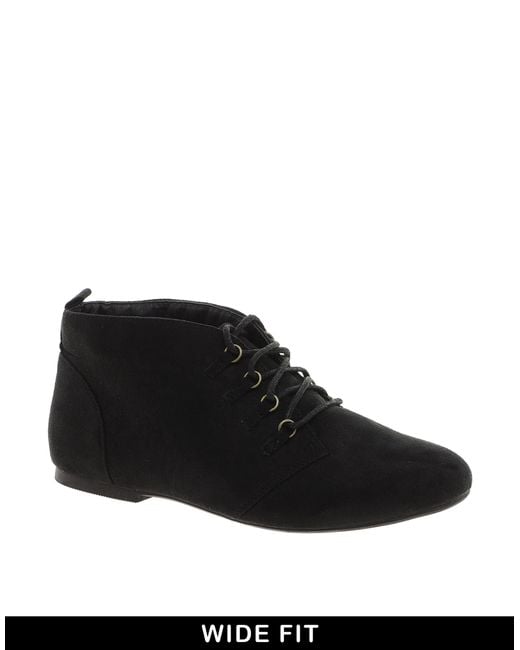 ASOS Black Lace Up Flat Ankle Boots