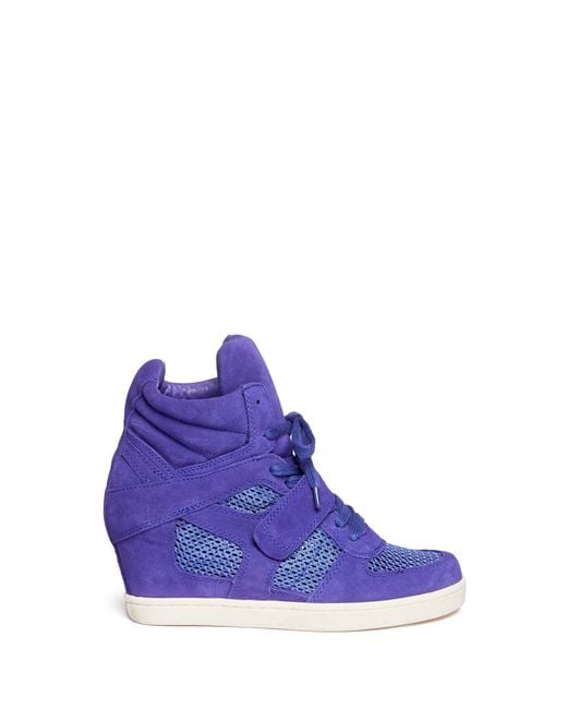 Ash Cool Mesh Suede Wedge Sneakers in Purple Lyst