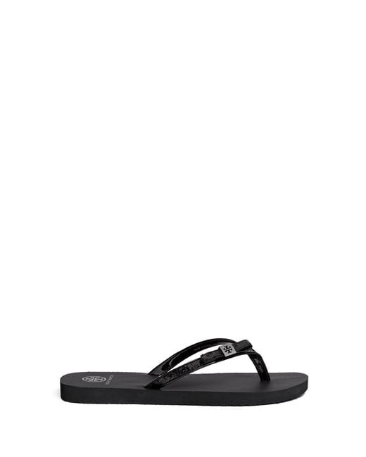 Tory Burch Carey Glitter Bow Flip-flops in Black | Lyst