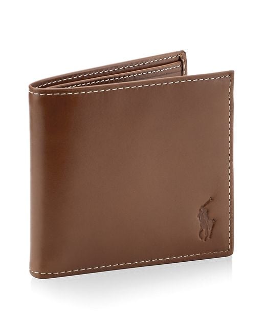 Polo Ralph Lauren Brown Burnished Leather Billfold Wallet for men
