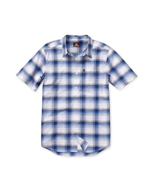 Quiksilver White Surf Pat Short Sleeve Plaid Shirt for men