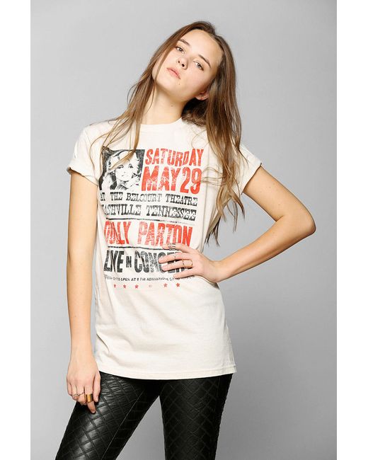Urban Outfitters White Dolly Parton Rollsleeve Tee