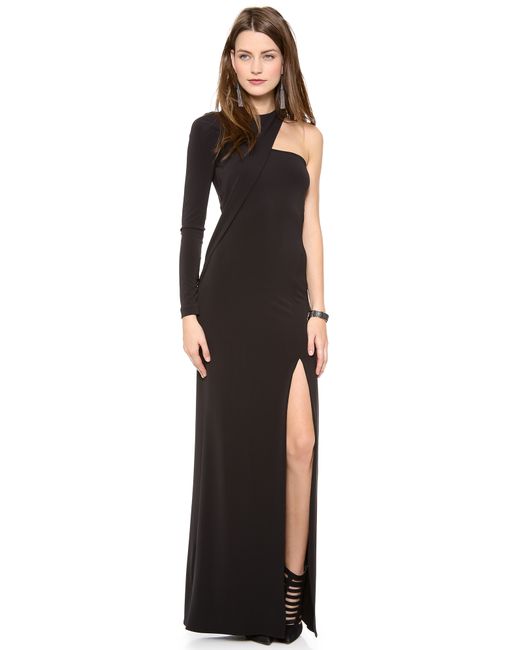 Cut25 by Yigal Azrouël Black One Shoulder Long Sleeve Gown