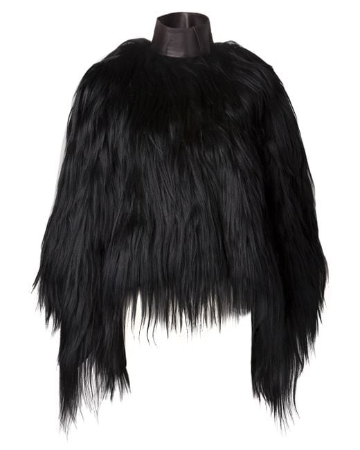 Givenchy Black Goat Fur Coat