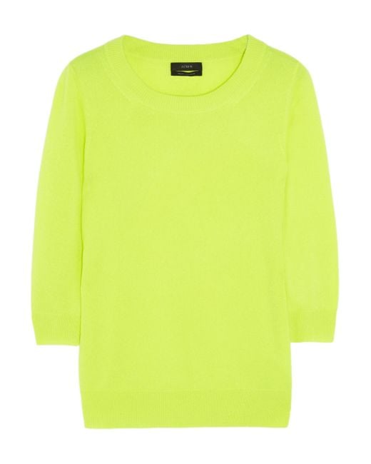 J.Crew Green Tippi Neon Fineknit Cashmere Sweater