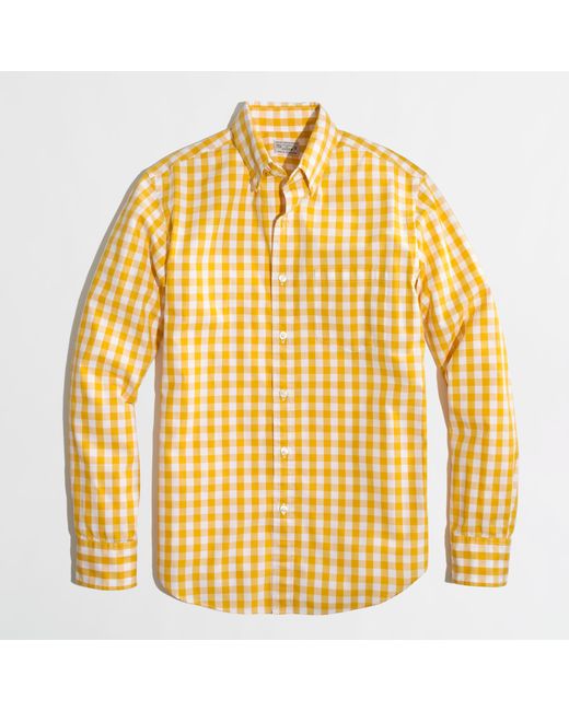 J.Crew Factory Tall Washed Shirt in Mustard Gingham for Men | Lyst