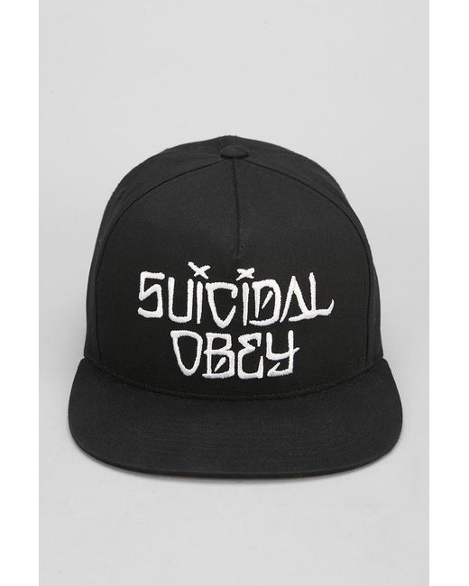 Urban Outfitters Black Obey X Suicidal Tendencies Propaganda Snapback Hat for men