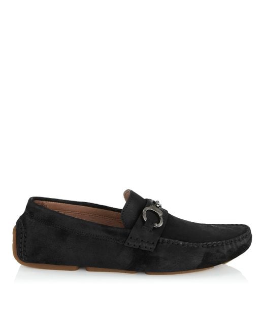 Jimmy Choo Black Handcuff Leather Loafers for men