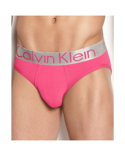 Calvin Klein Steel Microfiber Hip Brief in Pink for Men Lyst
