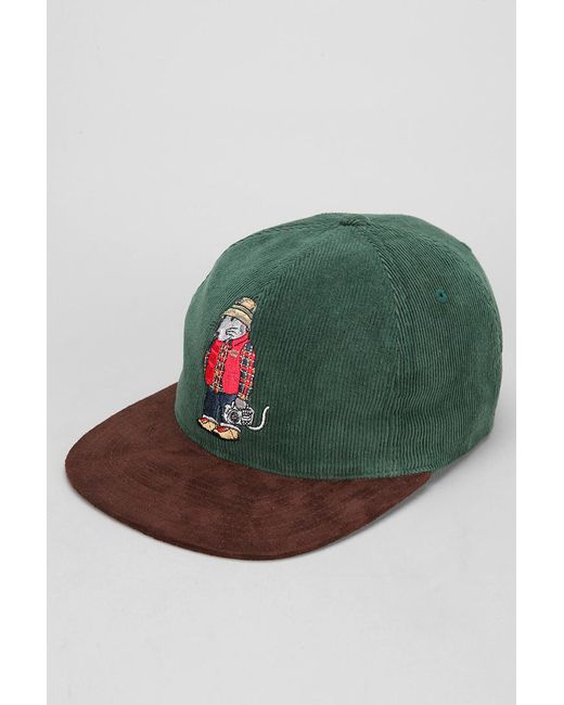 Urban Outfitters Green Stussy Rat Corduroy Snapback Hat for men