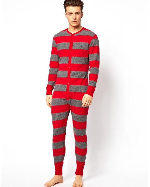 Jack Wills Red Bolberry Striped Onesie for men