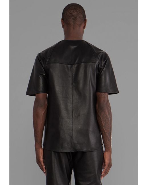Laer Leather Baseball Jersey in Black for men