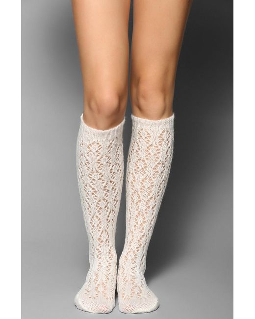Urban Outfitters Natural Butter Cup Pointelle Knee High Sock
