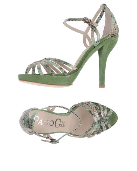 Paco gil Platform Sandals in Green (military green) | Lyst