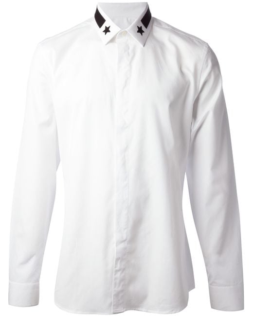 Givenchy White Star Collar Shirt for men