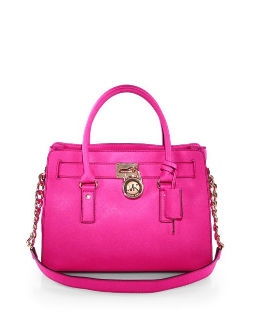 MICHAEL Michael Kors Hamilton Small Messenger Bag in Pink | Lyst