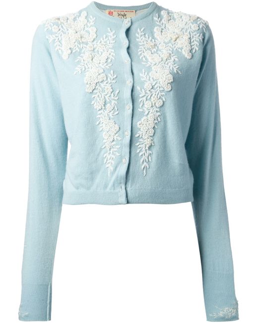 Pringle of Scotland Blue Floral Embroidered Cardigan