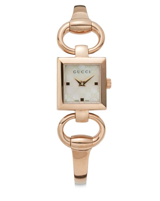 Gucci Square Mother Of Pearl Watch in Pink | Lyst