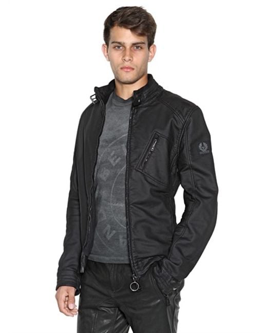 Belstaff H Racer Zip Rubberized Jersey Jacket in Black for Men | Lyst