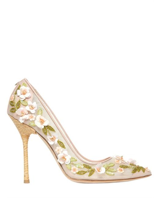 DSquared² Multicolor 120mm Net Embroidered Floral Pumps