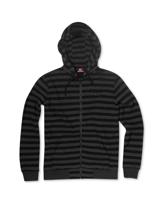 Quiksilver Black Venson Zip Front Stripe Hoodie for men