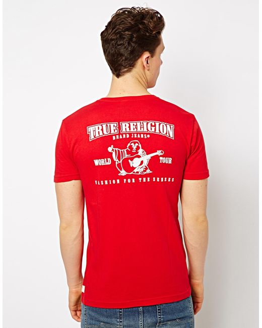 True Religion T-shirt Puff Logo Back Print in Red for Men | Lyst