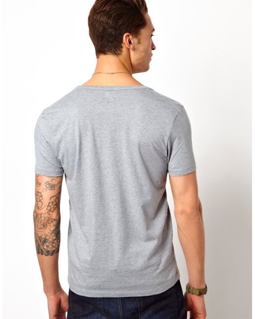 ASOS Gray T-shirt With Deep V Neck for men